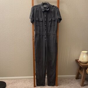 Outerknown Charcoal Gray short sleeve long jumpsuit